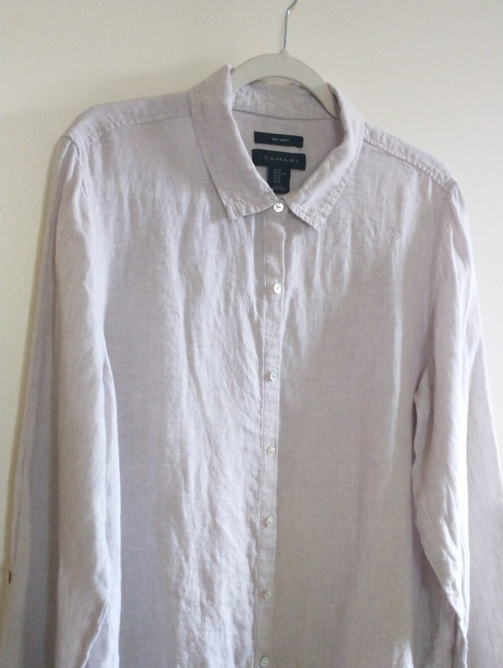 Tahari Beige Linen Button-Down Shirt Tunic XL Lagenlook - Picture 2 of 10
